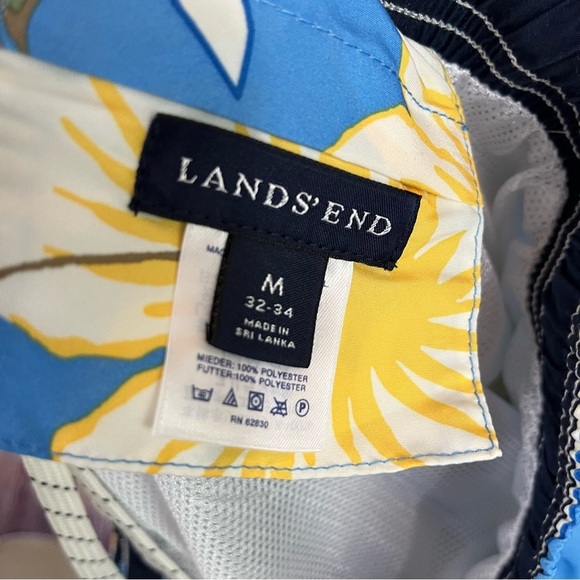 Lands End Blue Floral Beach Swim Trunks NWOT - Picture 9 of 11